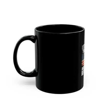 I Stand for the Flag and I Kneel Before God Black Coffee Mug — Patriotic Cross American Flag 11oz/15oz
