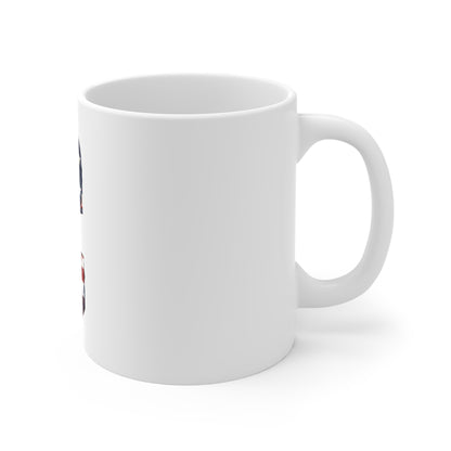 Patriotic Letter C Coffee Mug – American Flag Initial Mug – Distressed USA Monogram Mug – Vintage Americana Alphabet Gift Mug 11oz