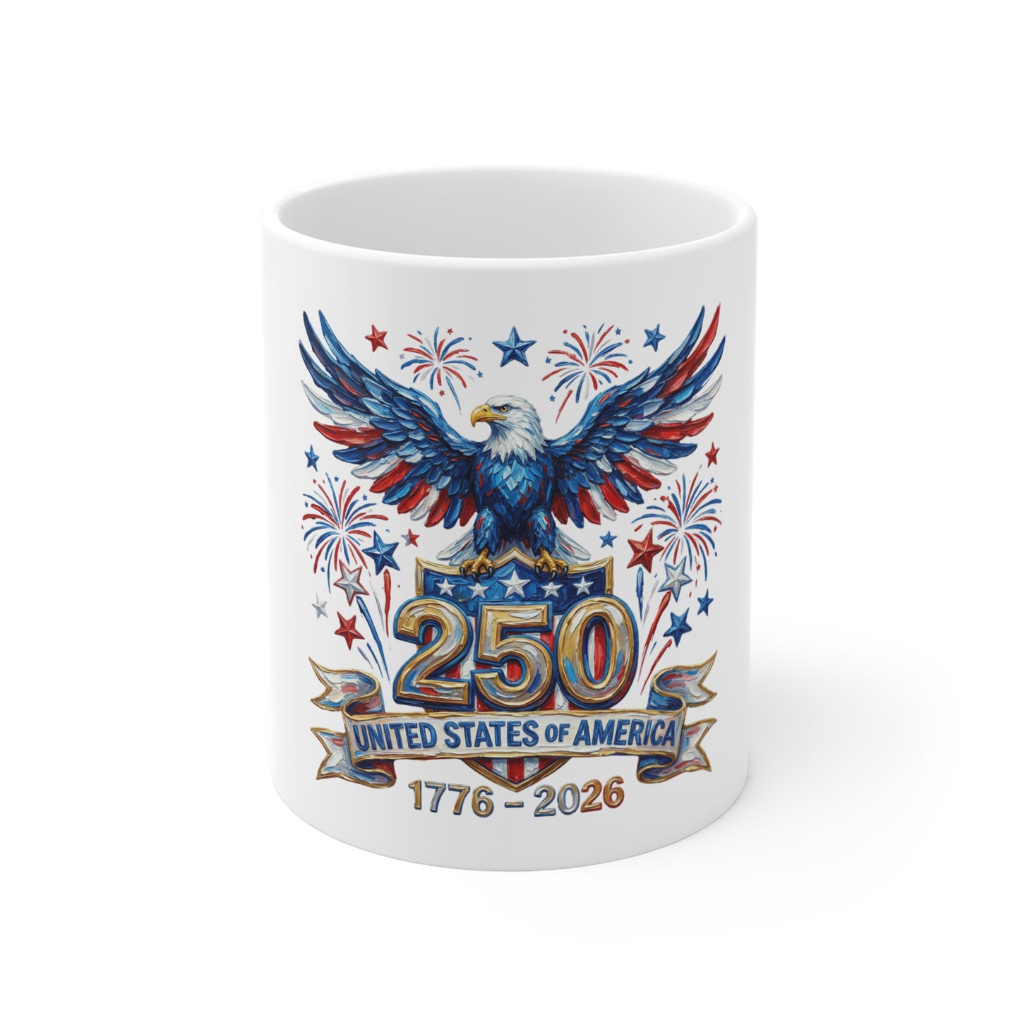250th USA Anniversary Mug — 1776–2026 Patriotic Eagle Coffee Cup