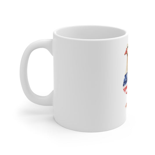 Patriotic Goose Mug - American Flag Watercolor 11oz