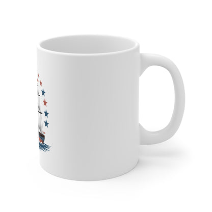 Sailing Ship Coffee Mug – Vintage Tall Ship Design with Stars (11oz)