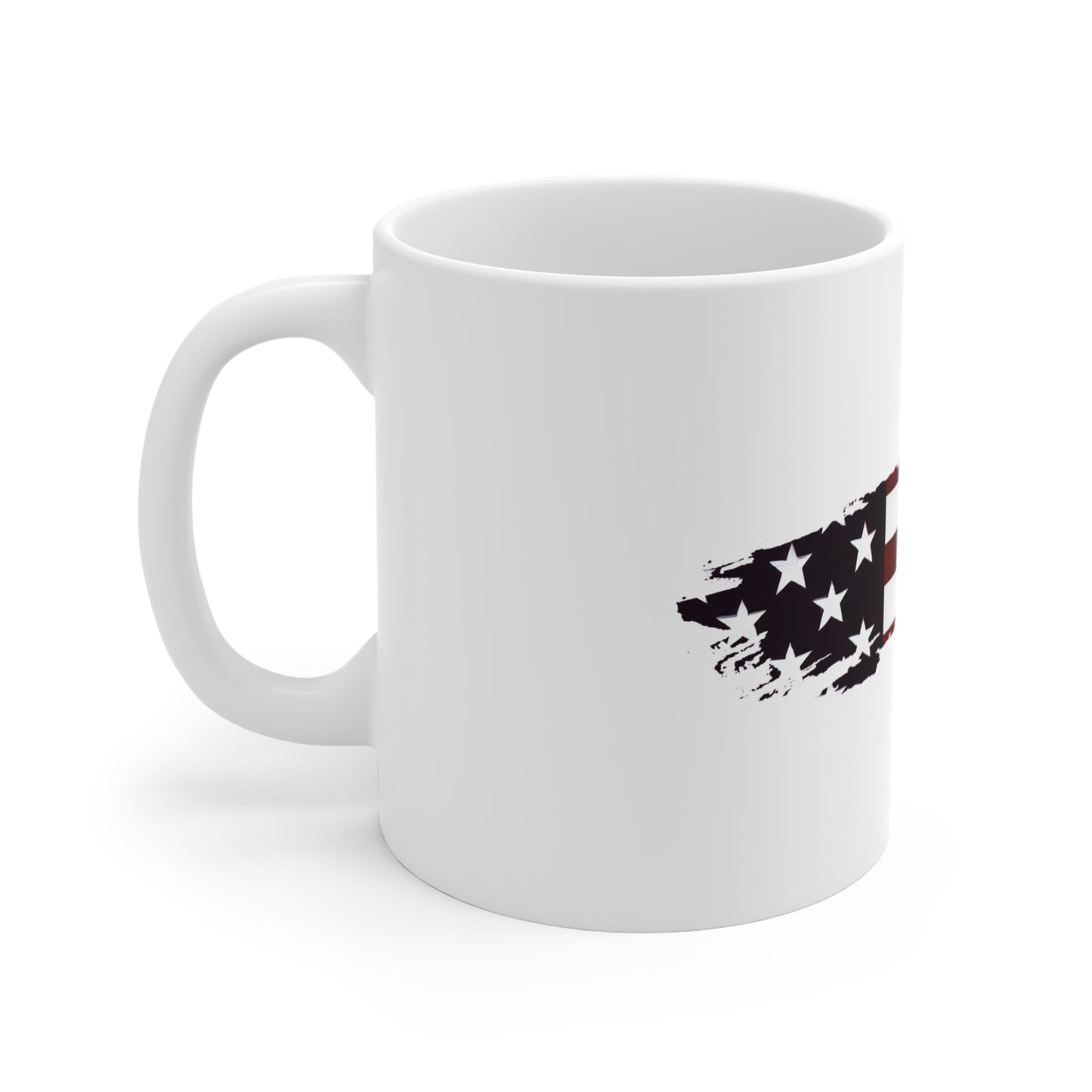 Deep Contrast USA Flag Brush Stroke Mug – Bold American Flag Coffee Cup – Dark Tone Patriotic Design Mug 11oz