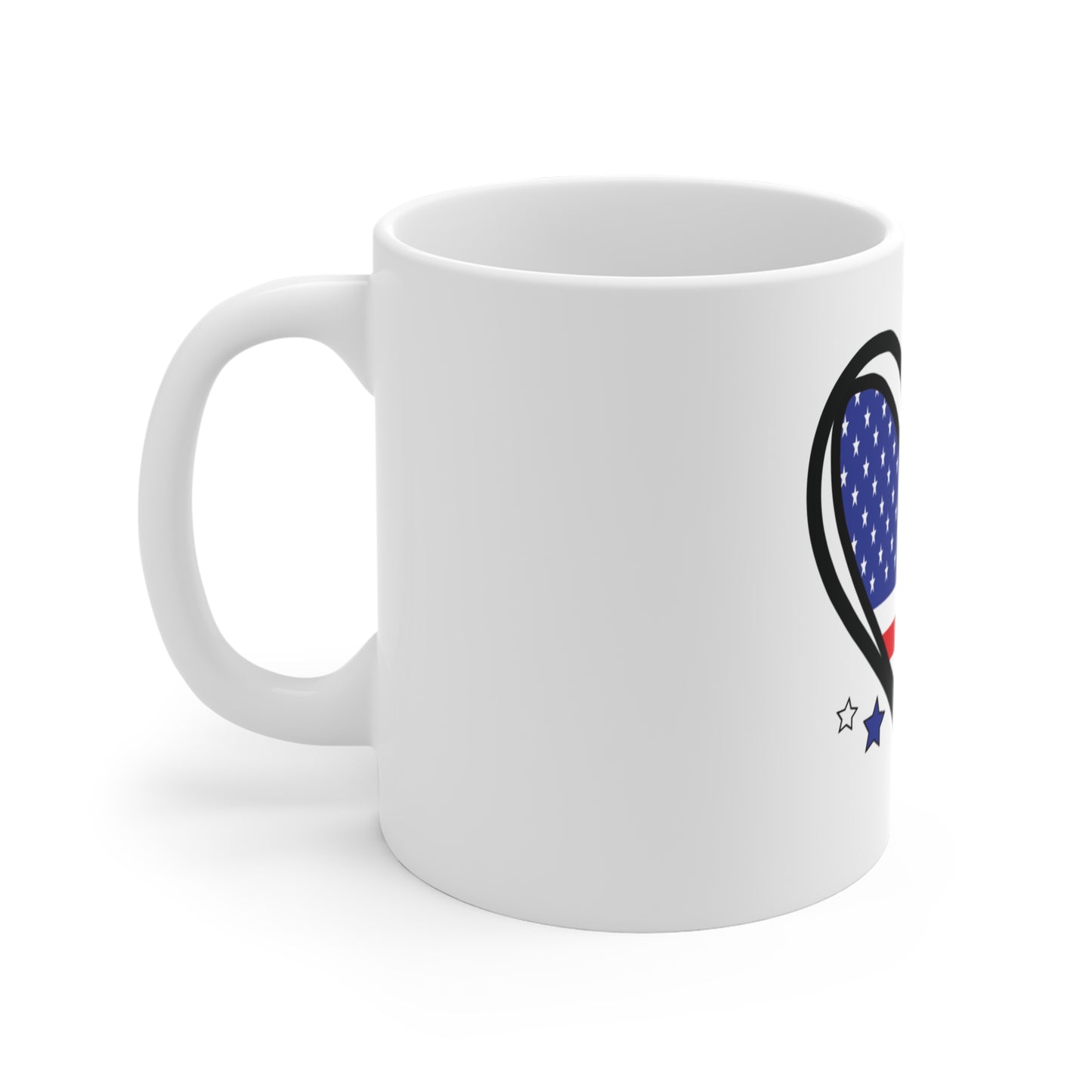 Patriotic Heart Coffee Mug – American Flag Heart Mug – Red White Blue Love USA Cup – Cute Americana Gift Mug 11oz