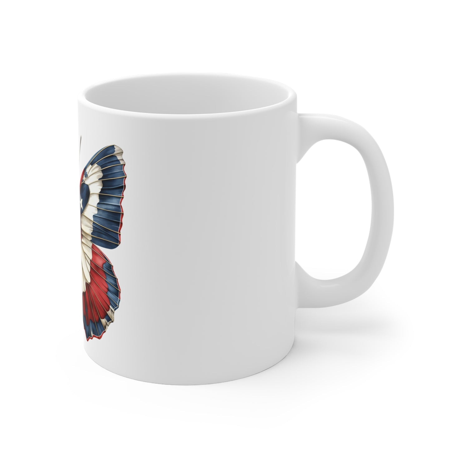 Patriotic Star Butterfly Mug – Vintage Americana Butterfly Coffee Mug – Red White Blue Wing Art Cup – USA Gift Mug Mug 11oz