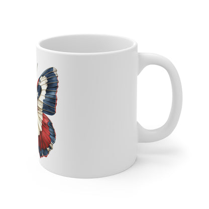 Patriotic Star Butterfly Mug – Vintage Americana Butterfly Coffee Mug – Red White Blue Wing Art Cup – USA Gift Mug Mug 11oz
