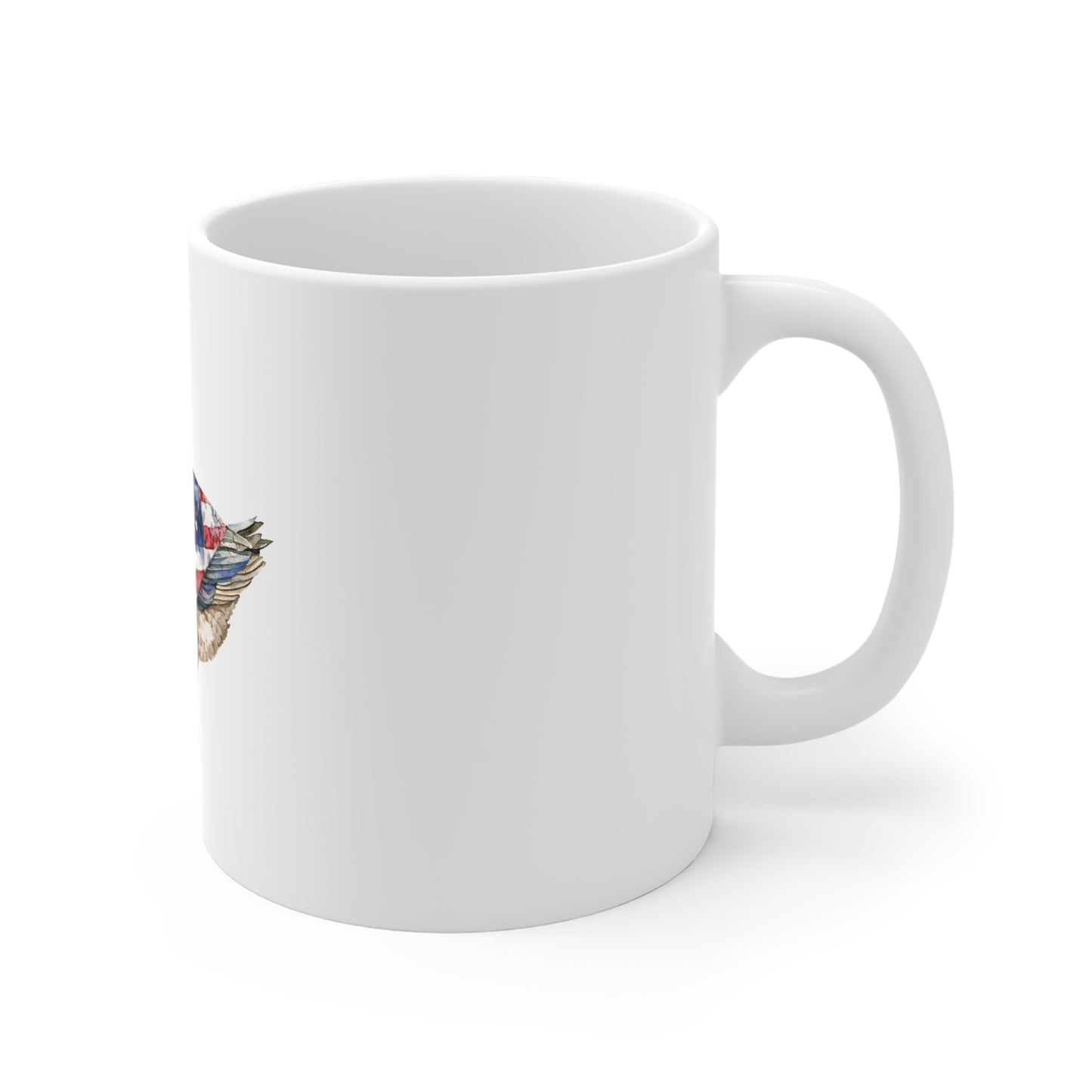 Patriotic Goose Coffee Mug — American Flag Watercolor Duck Mug (11oz)