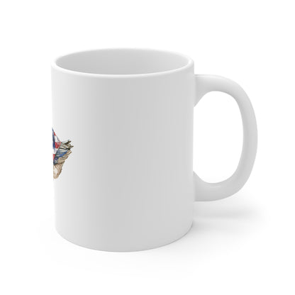 Patriotic Goose Coffee Mug — American Flag Watercolor Duck Mug (11oz)