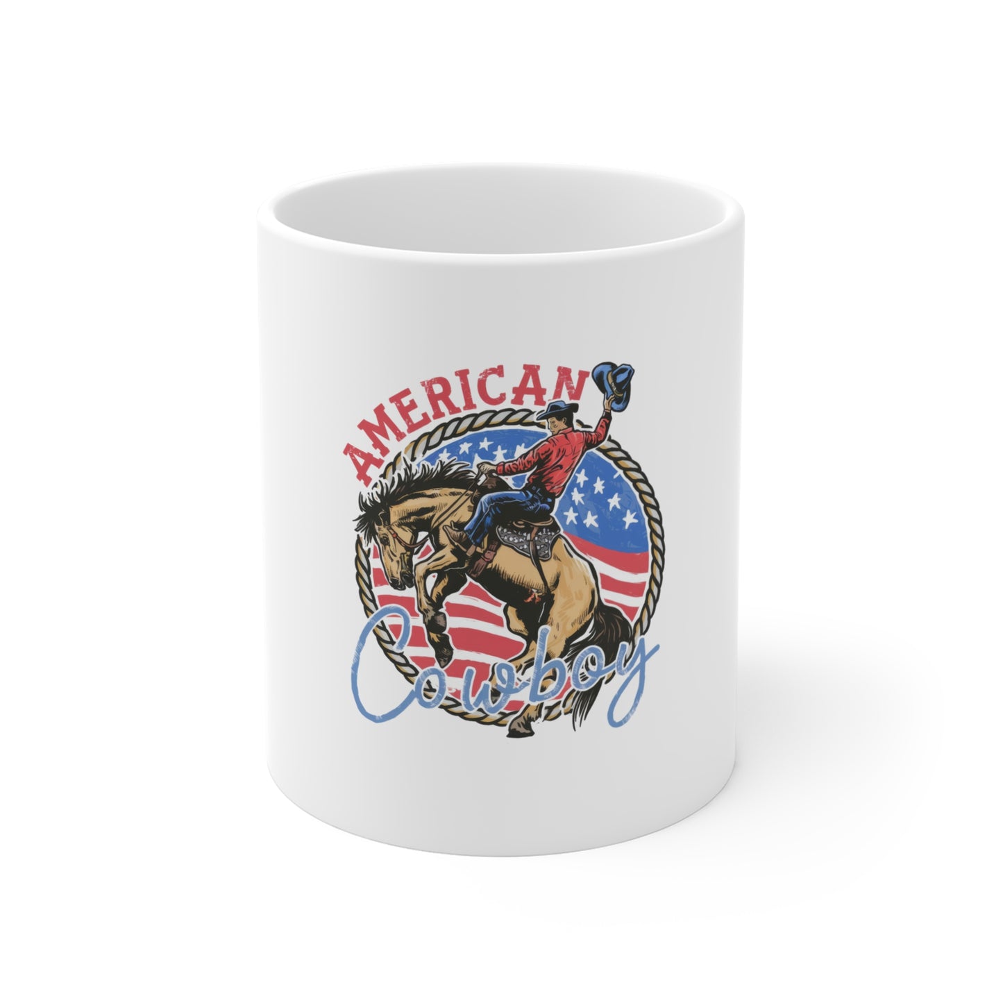 American Cowboy 11oz Mug — Rodeo Western Patriotic Coffee Cup