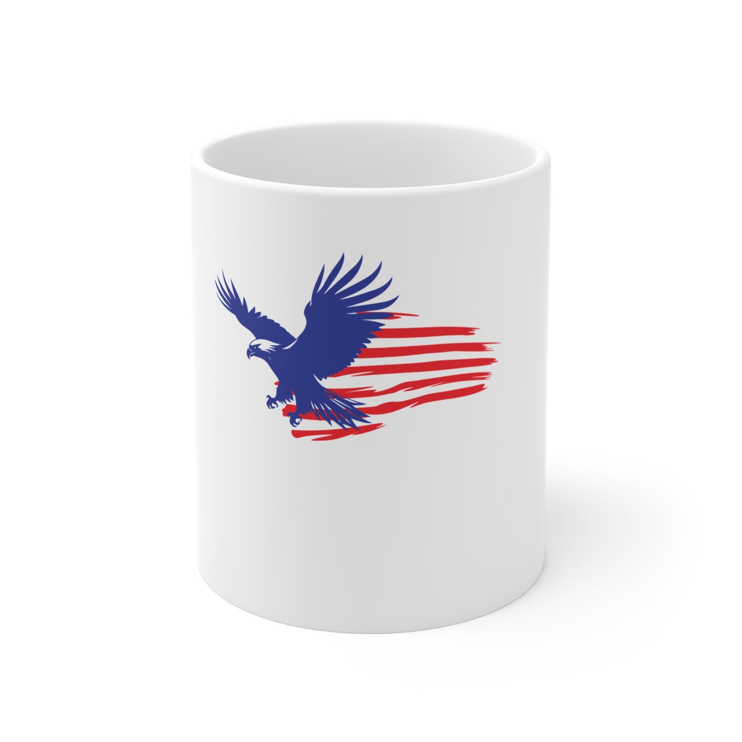 Flying American Eagle Coffee Mug – Patriotic Eagle Mug – USA Freedom Flight Design Cup – Red White Blue Americana Gift Mug 11oz