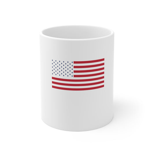 Modern Black & Red American Flag Coffee Mug – Bold USA Flag Mug – Minimal Patriotic Red Stripe Cup – Contemporary Americana Gift Mug 11oz