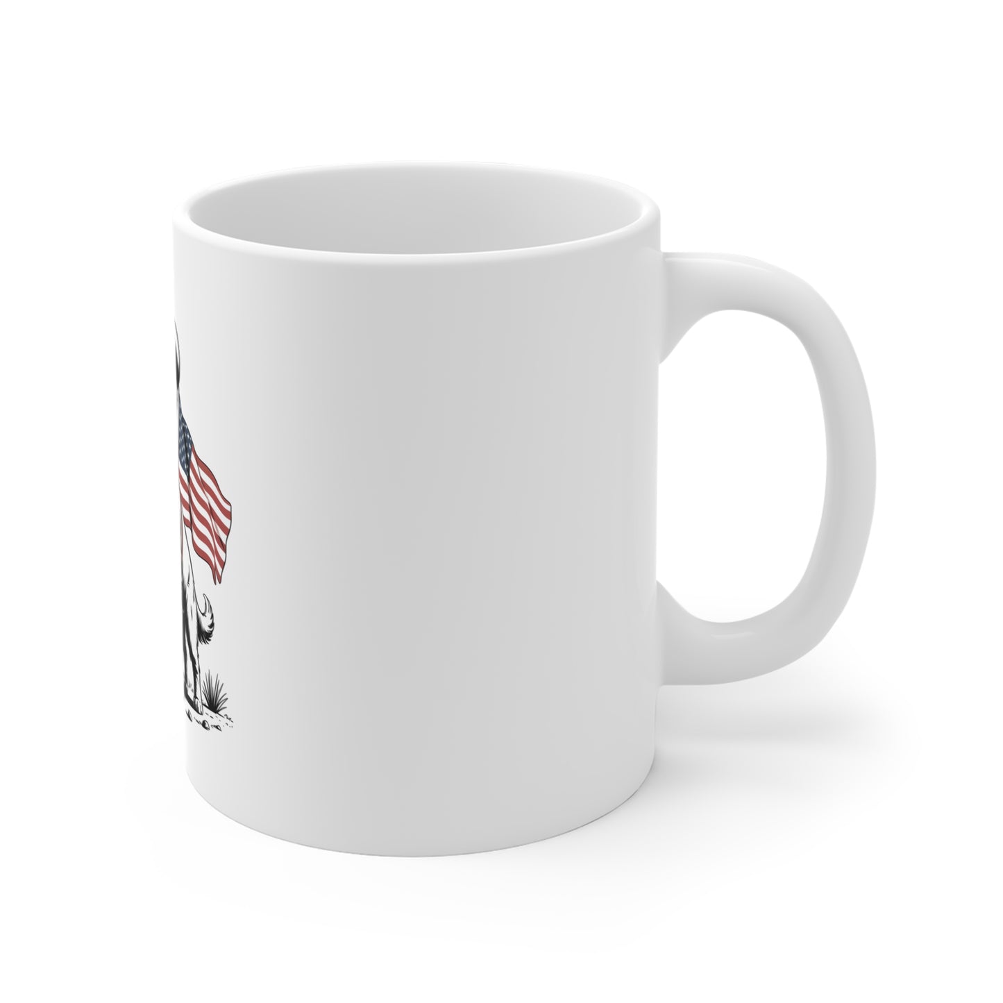 Patriotic Cowboy Dog Mug – 11oz American Flag Western Coffee Cup