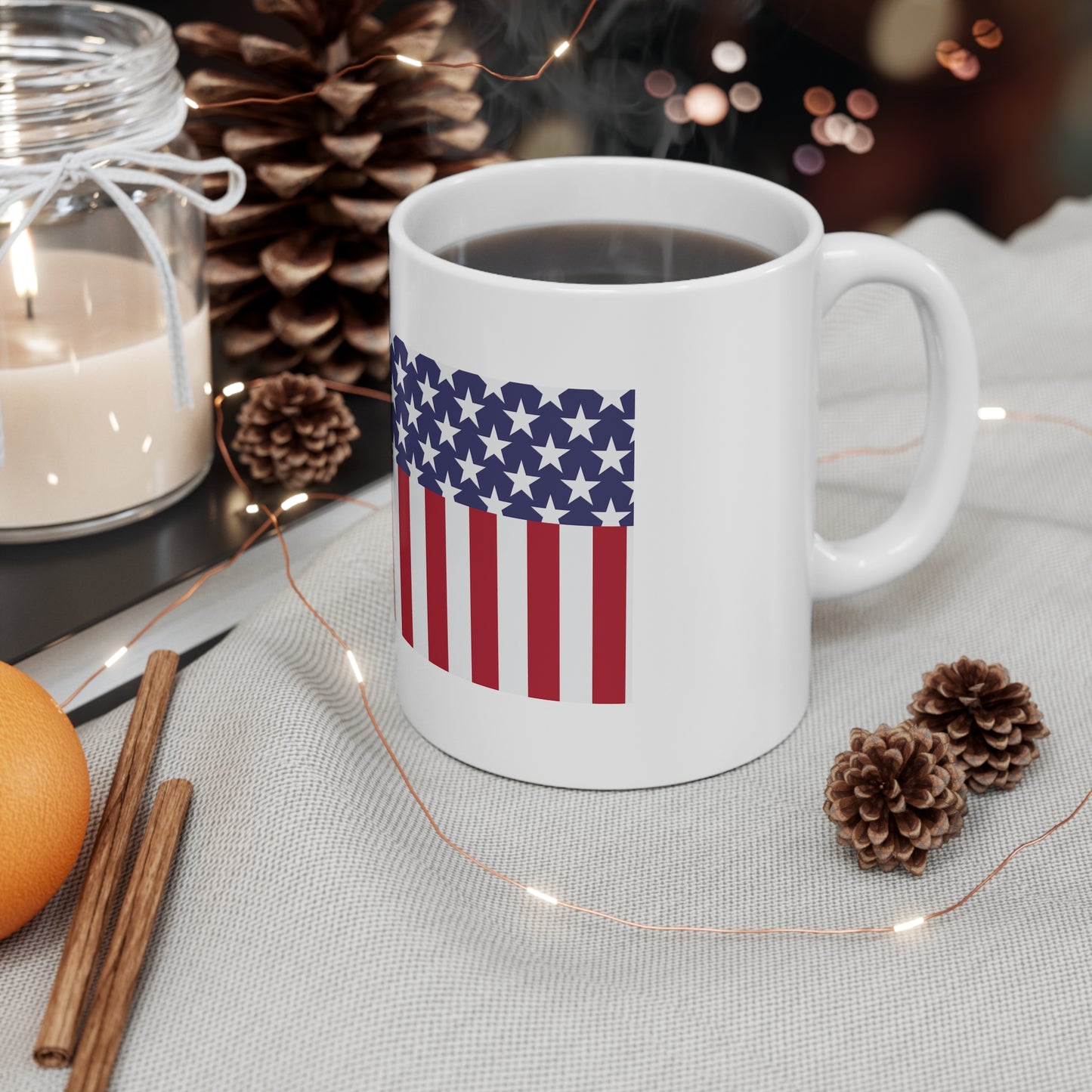 Full American Flag Coffee Mug – Bold USA Stars & Stripes Mug – Classic High-Impact Patriotic Design – Independence Day Gift Cup Mug 11oz