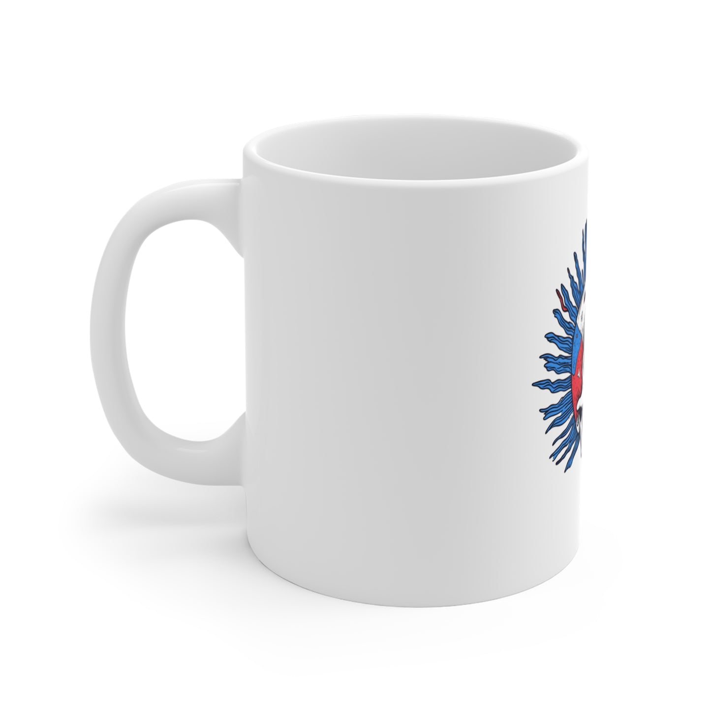 Skull Punk Mug — Red & Blue Mohawk Skull Coffee Cup