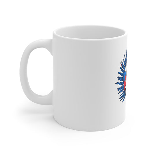 Skull Punk Mug — Red & Blue Mohawk Skull Coffee Cup