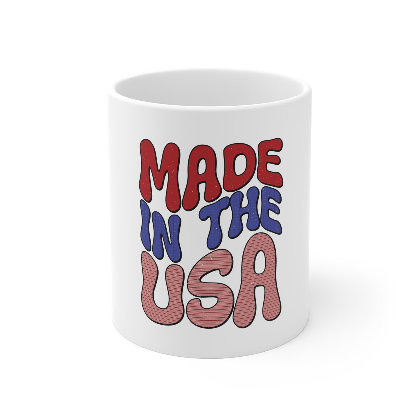 Made in the USA Retro Coffee Mug – Vintage Patriotic Typography Mug – Bold Americana Statement Cup – 4th of July USA Pride Mug Mug 11oz