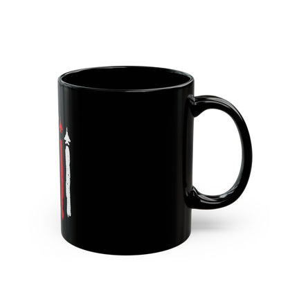 Patriotic Fighter Jet Flag Mug – USA Air Force Inspired Coffee Mug – Red White Blue Jet Formation Cup – Military Aviation Gift Black Mug (11oz, 15oz)