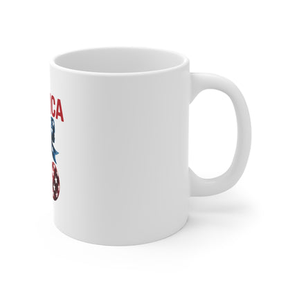 America Cherry 11oz Mug — Patriotic Stars & Stripes Coffee Cup