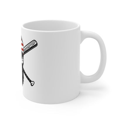 American Flag Baseball Cap Mug – Clean Patriotic Hat Coffee Cup – Minimal USA Pride Design Mug 11oz