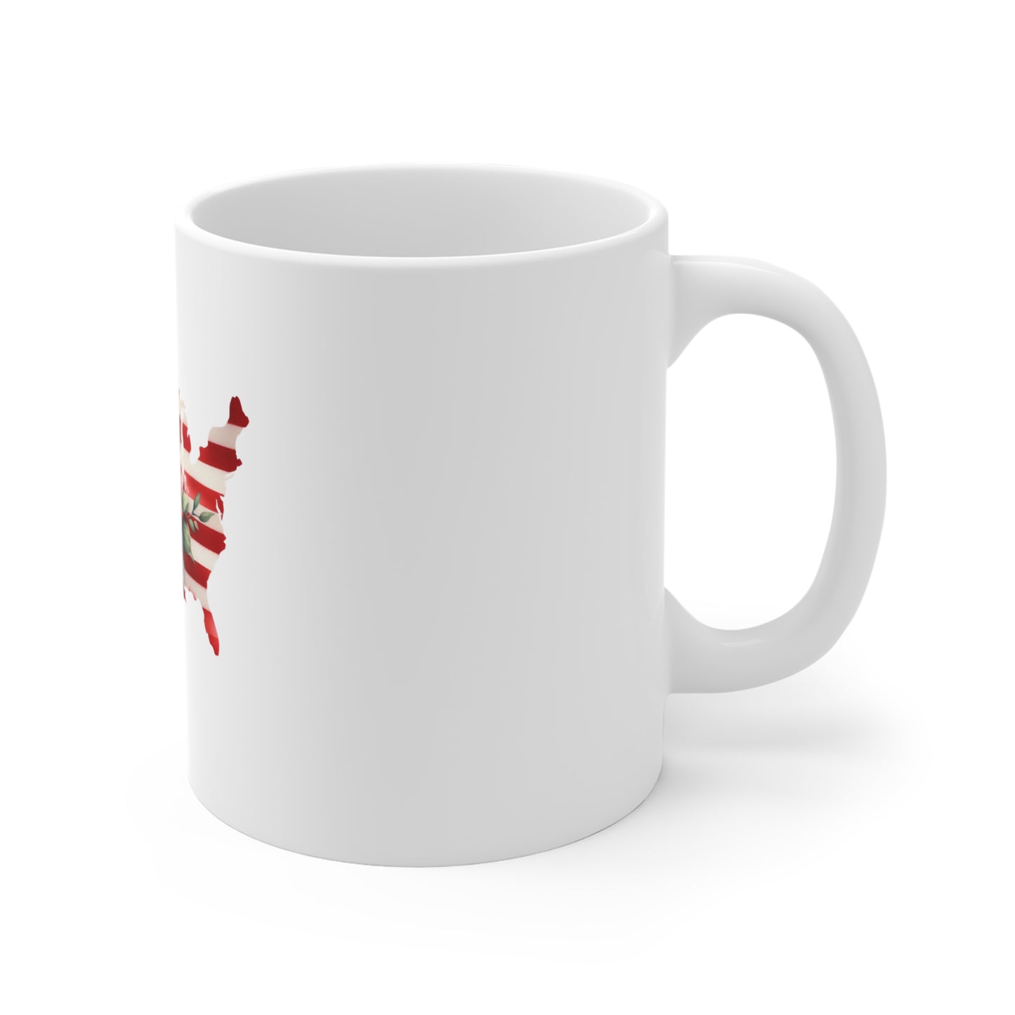 Patriotic USA Map Floral Mug – American Flag with Red Rose 11oz
