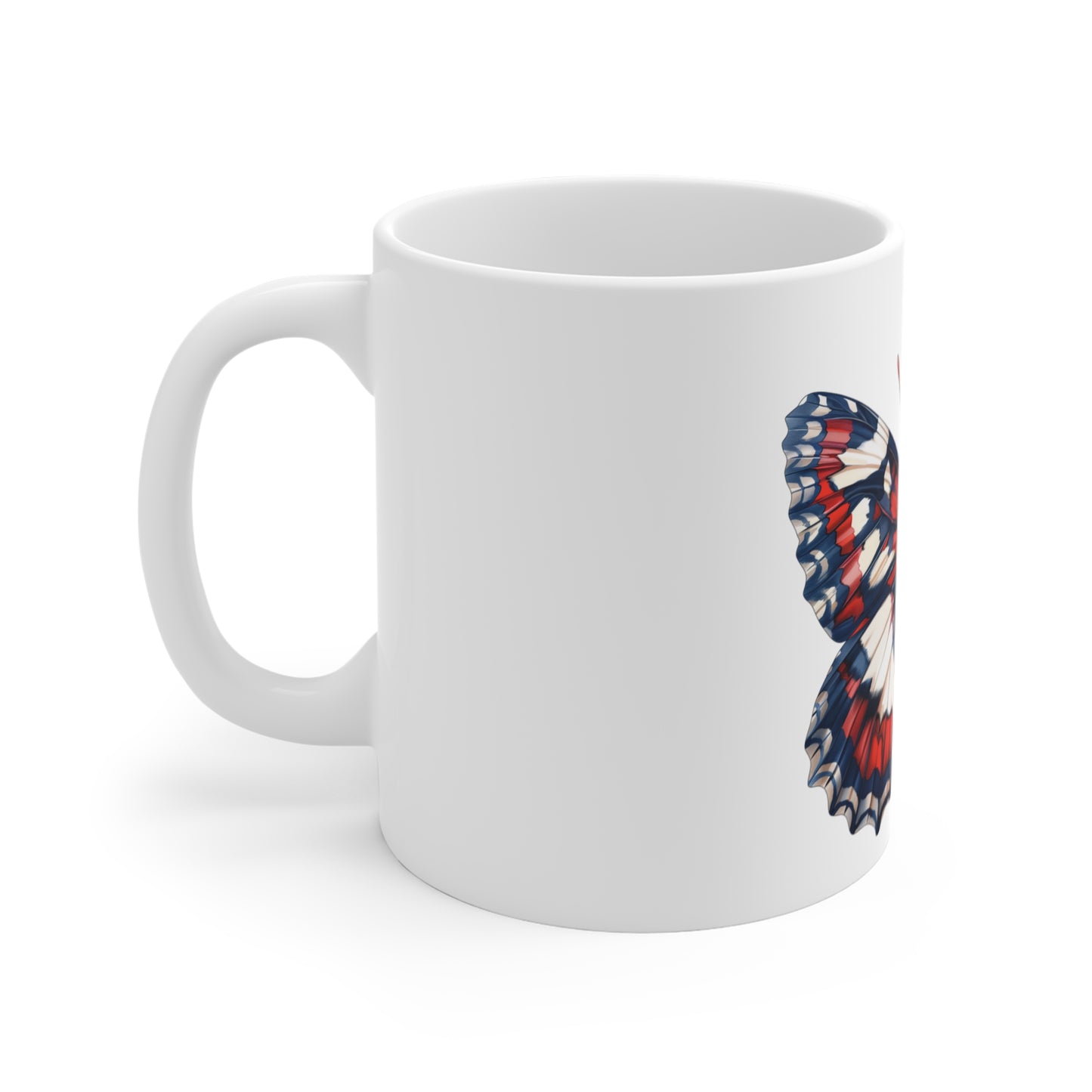 Patriotic Classic Butterfly Mug – Red White Blue Balanced Wing Coffee Mug – Americana Nature Art Cup – Timeless USA Gift Mug Mug 11oz