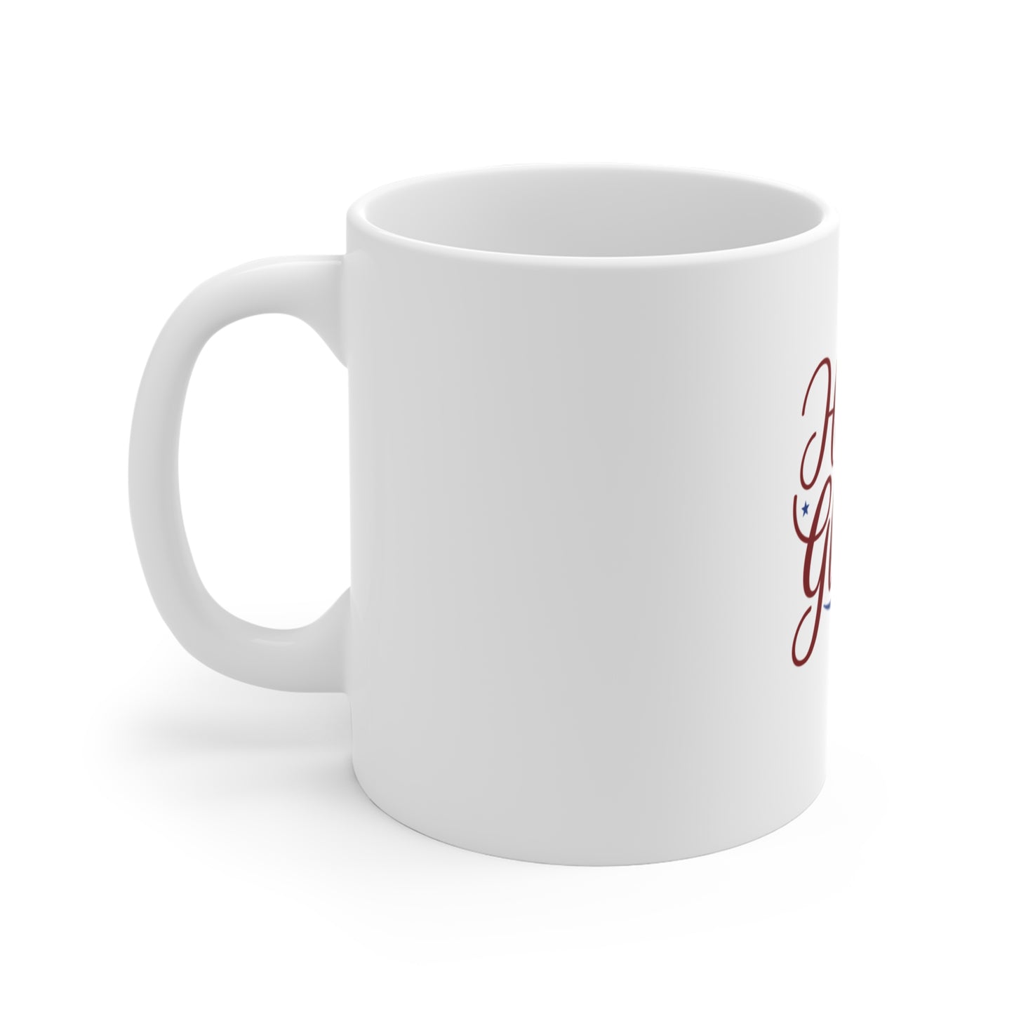 Honor and Glory Mug — Patriotic 11oz Coffee Cup (Red & Blue Ribbon Design)