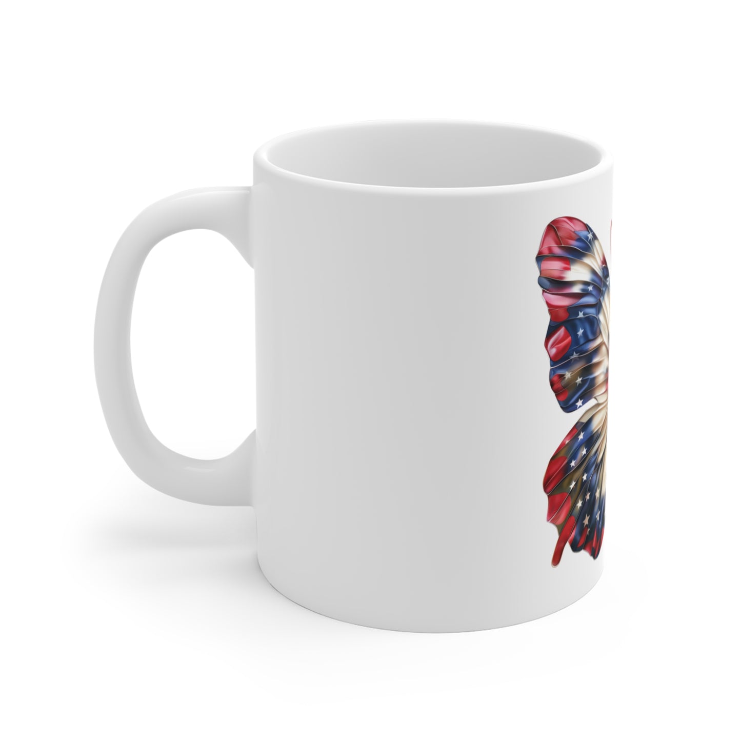 Premium Patriotic Butterfly Mug – Stars & Stripes Silk Effect Coffee Mug – Red White Blue Elegant Art Cup – USA Gift Mug Mug 11oz