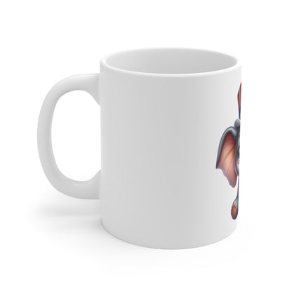 Cute Patriotic Elephant Coffee Mug – Baby Elephant Uncle Sam Hat Mug – Kawaii USA Animal Mug – Red White Blue Gift Cup 11oz