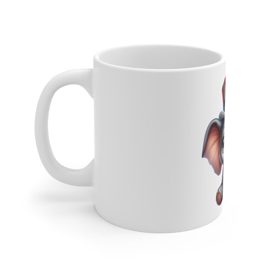 Cute Patriotic Elephant Coffee Mug – Baby Elephant Uncle Sam Hat Mug – Kawaii USA Animal Mug – Red White Blue Gift Cup 11oz