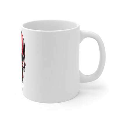 American Flag Skull Coffee Mug – Red White Blue Skull Mug – Patriotic Dripping Skull Cup – Bold USA Skull Mug Mug 11oz