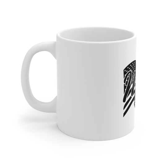 Patriotic Mom Coffee Mug – American Flag Script Mom Mug – USA Pride Gift for Mom – 4th of July Mom Cup Mug 11oz