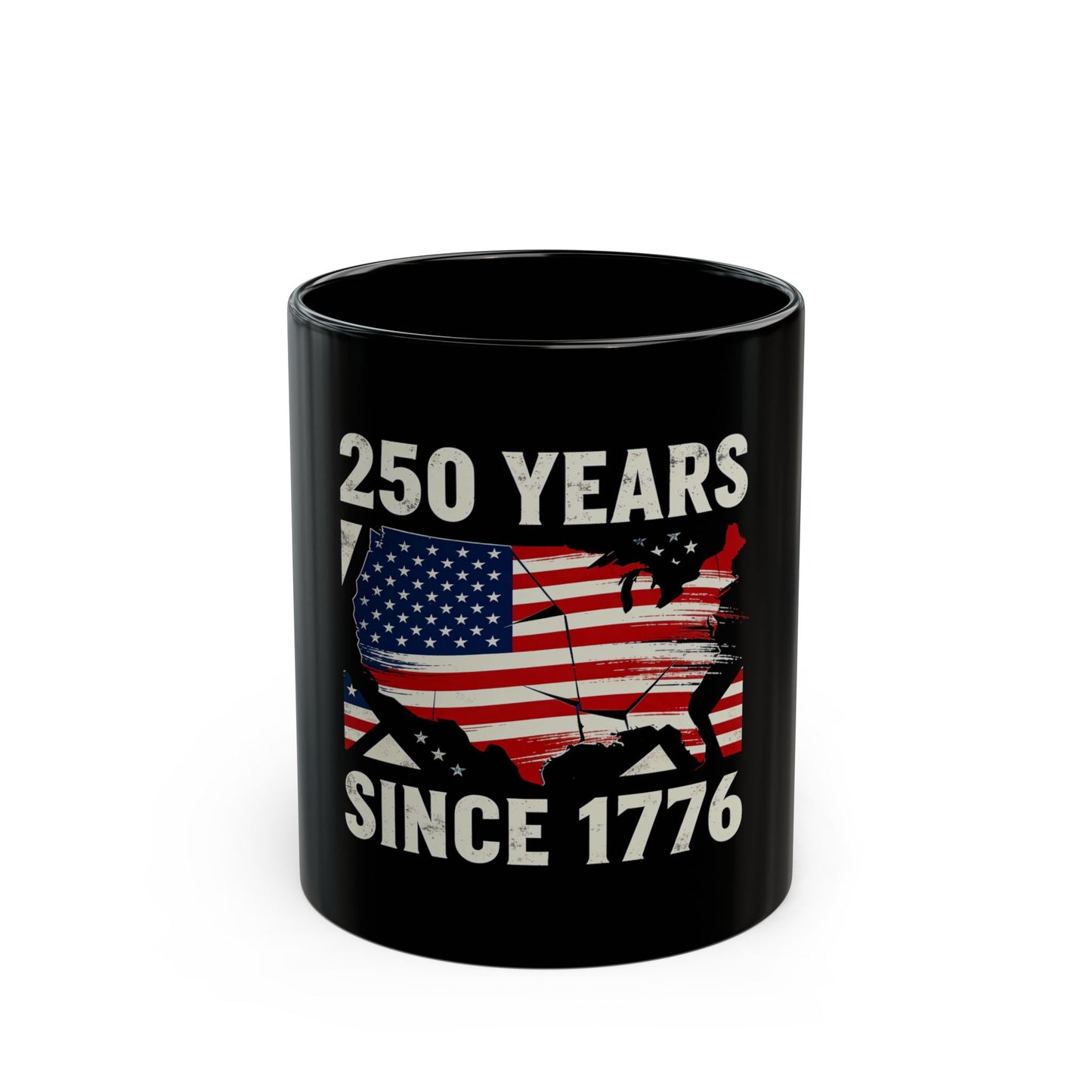 250 Years Since 1776 American Flag Map Coffee Mug — Patriotic Independence Day Gift