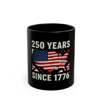 250 Years Since 1776 American Flag Map Coffee Mug — Patriotic Independence Day Gift