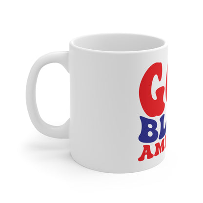 God Bless America Coffee Mug – Patriotic Faith Mug – Retro USA Typography Cup – Christian Americana Gift Mug Mug 11oz