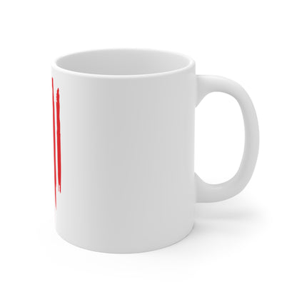 Distressed Vertical American Flag Coffee Mug – Long Drip USA Flag Mug – Bold Patriotic Cup – Red White Blue Gift Mug 11oz