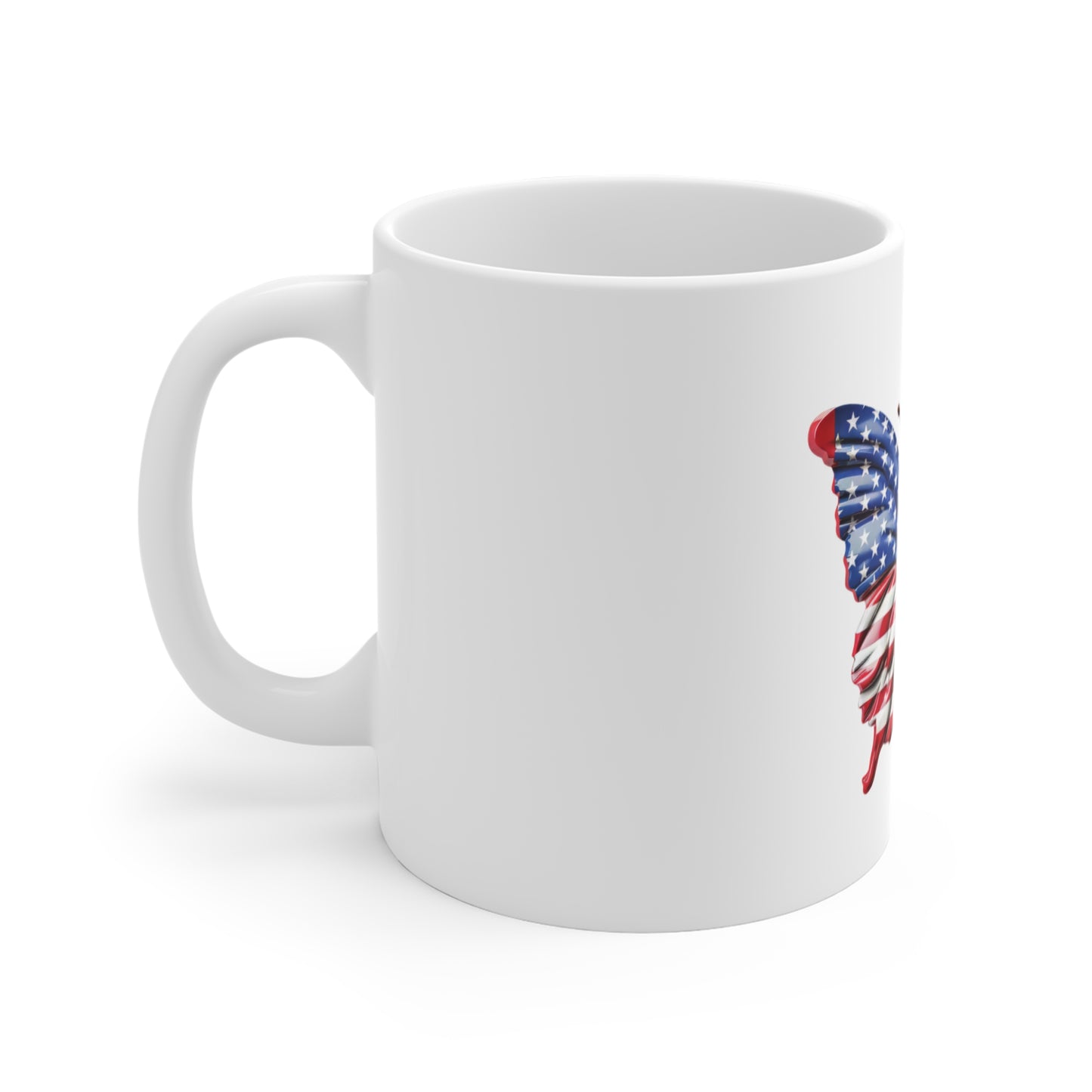 American Flag Butterfly Coffee Mug – Bold Stars and Stripes Butterfly Mug – Red White Blue Patriotic Wing Cup – Classic USA Gift American Flag Butterfly Mug — Patriotic 11oz Coffee Cup