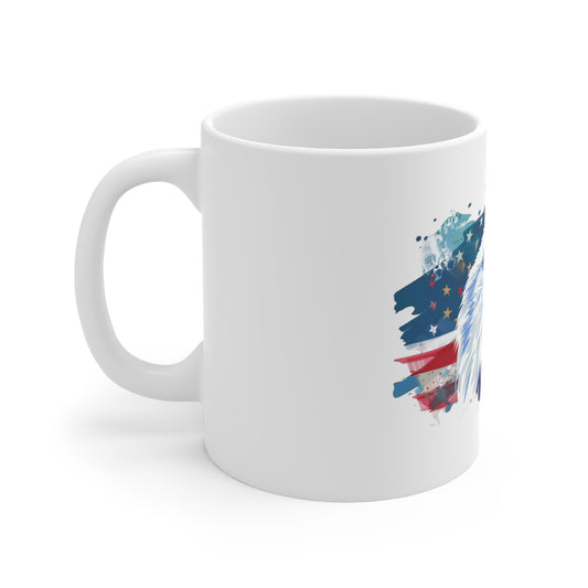 Patriotic Eagle 11oz Coffee Mug — American Flag Bald Eagle Drinkware
