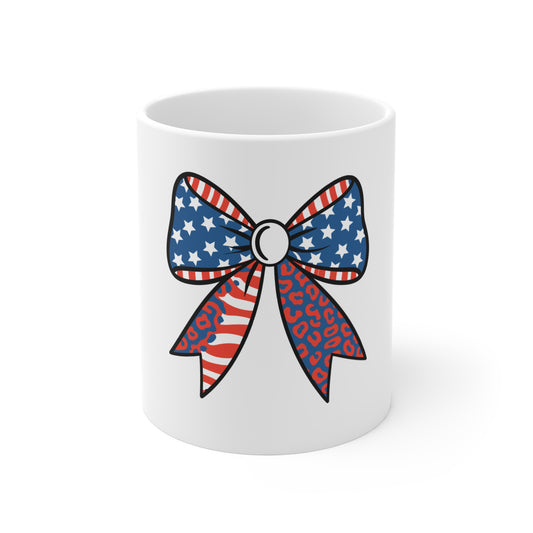 Patriotic Bow Coffee Mug — 11oz American Flag Bow Design