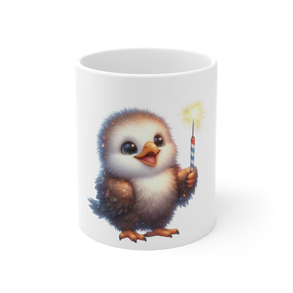 Cute Patriotic Chick Coffee Mug – Sparkler Animal Mug – Adorable Americana Mug – Kids & Giftable Cute Animal Cup 11oz