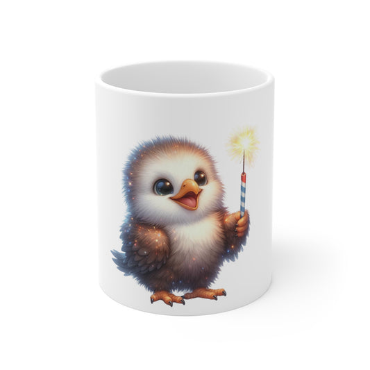 Cute Patriotic Chick Coffee Mug – Sparkler Animal Mug – Adorable Americana Mug – Kids & Giftable Cute Animal Cup 11oz