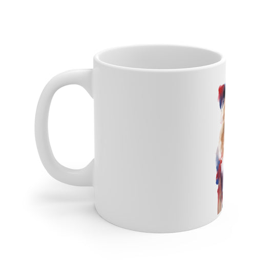 Patriotic Watercolor Cowgirl Mug – Elegant Americana Woman Coffee Mug – Red White Blue Hat Art Cup – Modern Western Style Mug – Gift for Her Patriotic Cowgirl Art Mug — 11oz USA Flag Pinup Coffee Cup...