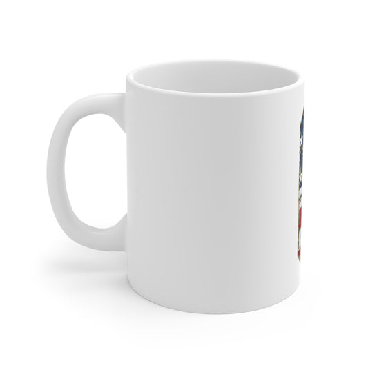 Distressed American Flag Number 6 Coffee Mug – Vintage Patriotic Number Mug – Rustic USA Stars & Stripes Cup – Americana Gift Mug 11oz