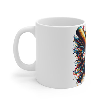 Patriotic Baseball Bats Coffee Mug – Crossed Bats American Shield Mug – USA Baseball Art Cup – Bold 4th of July Sports Gift 11oz