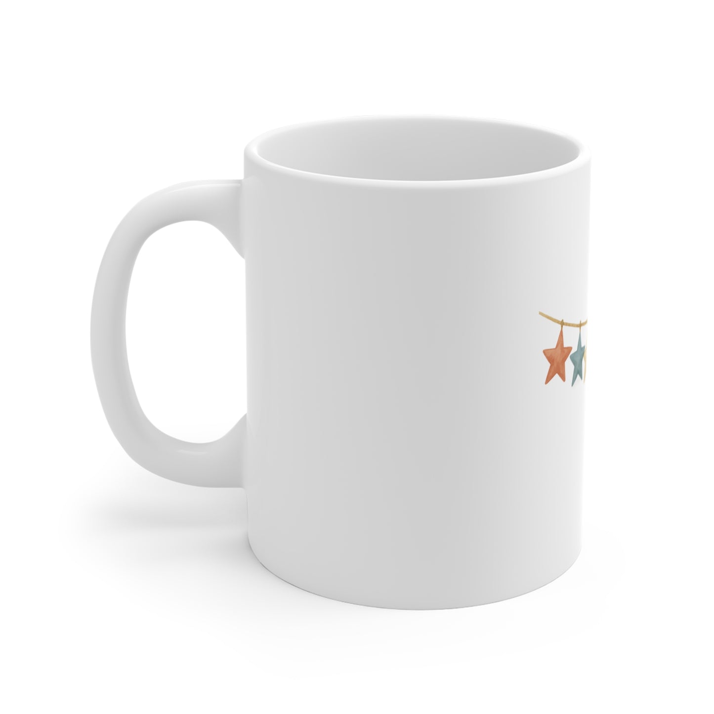 Patriotic Star Garland Coffee Mug – Americana Banner Mug – Rustic 4th of July Decor Mug – Red White Blue Star Bunting Mug 11oz