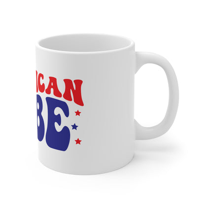 American Babe Patriotic Coffee Mug – Retro 4th of July Mug – Bold Americana Typography Cup – USA Pride Gift Mug Mug 11oz