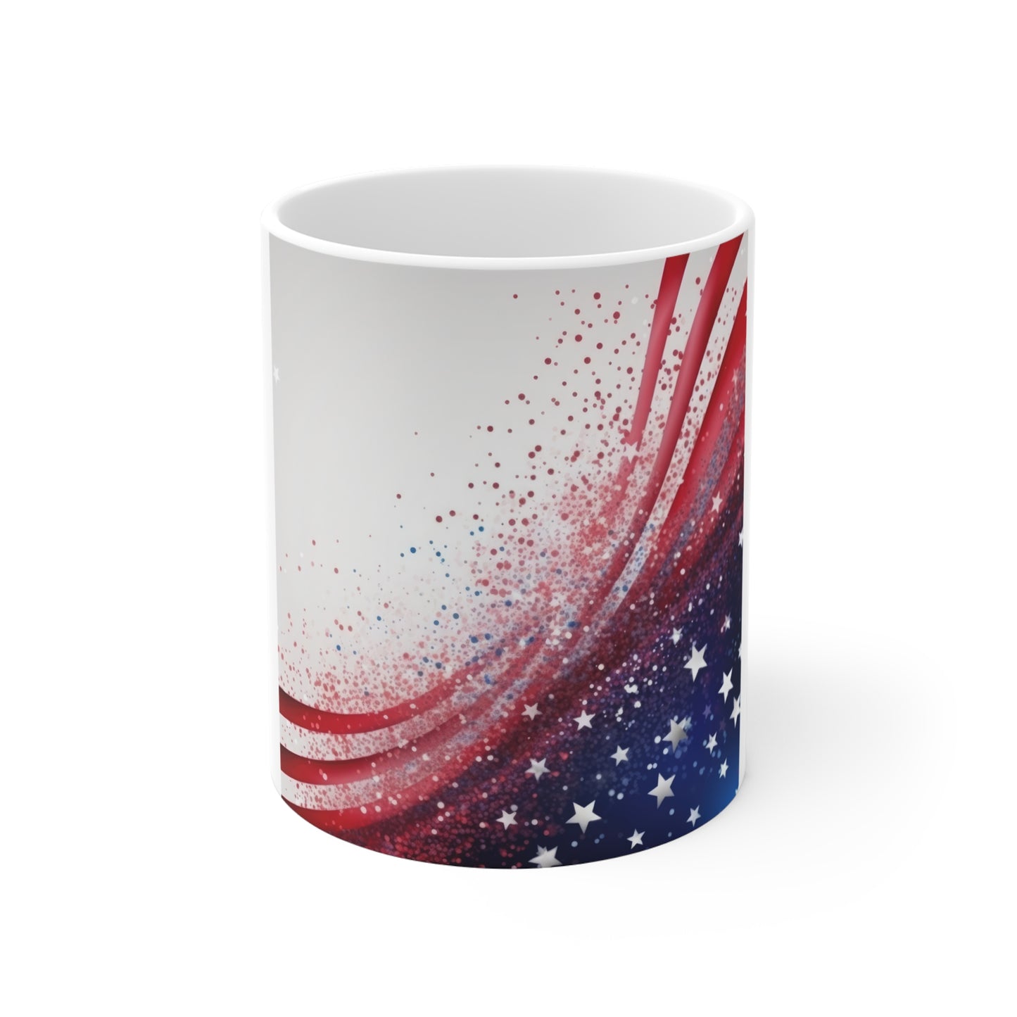 Patriotic Ribbon Burst Coffee Mug – Red White Blue Wave Mug – Starry Glitter Americana Cup – Dynamic USA Design American Flag Wave 11oz Coffee Mug – Patriotic Stars & Stripes Gift for Fourth of July...