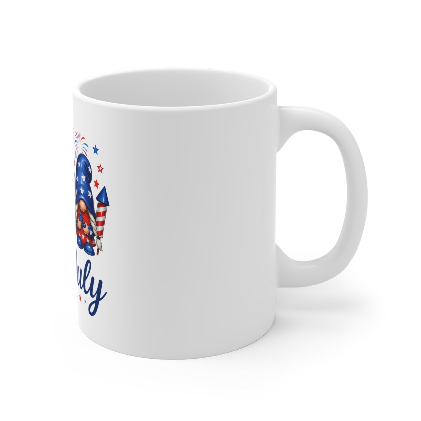 4th of July Gnome Mug — Patriotic American Flag Coffee Cup (11oz)