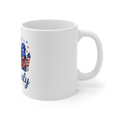 4th of July Gnome Mug — Patriotic American Flag Coffee Cup (11oz)