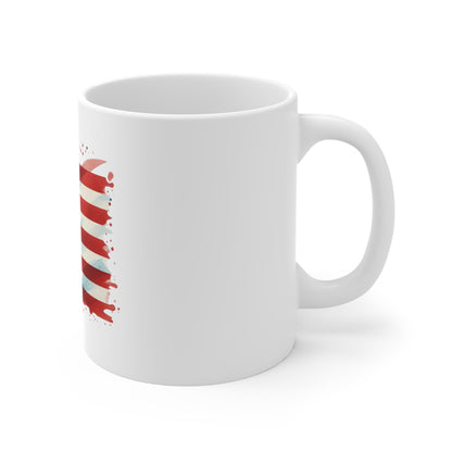 Watercolor American Flag Coffee Mug – Paint Splash USA Flag Mug – Artistic Patriotic Cup – Red White Blue Brushstroke Mug Mug 11oz