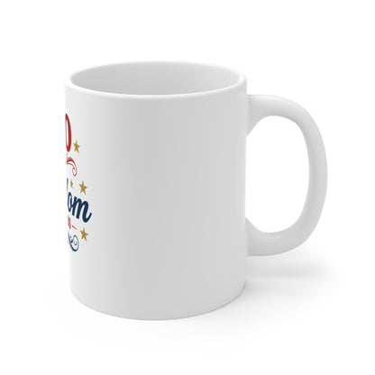 Vintage Ornate Patriotic Coffee Mug – Classic Americana Scroll Design – Elegant USA Heritage Mug – Timeless Red White Blue Gift Mug 11oz