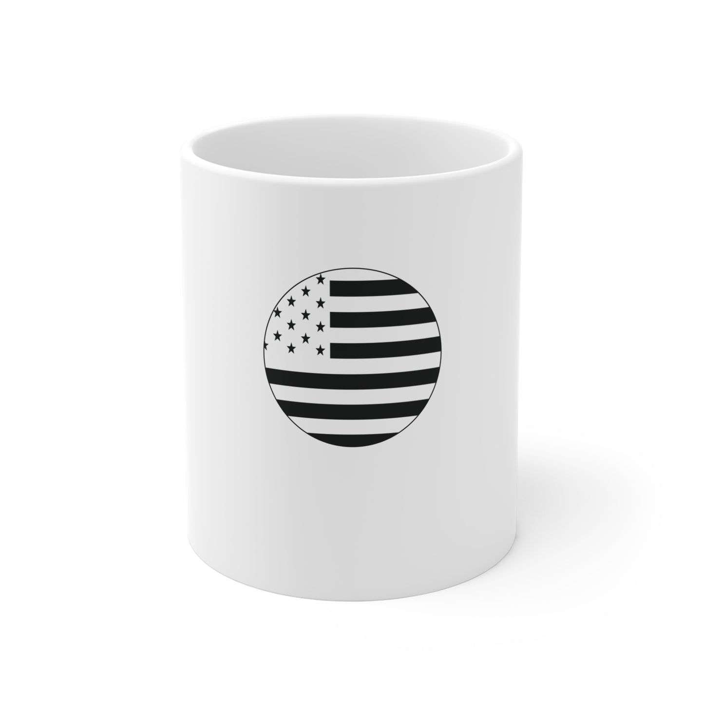 Stealth USA Flag Coffee Mug – Blacked Out American Flag Mug – Minimalist Circle Flag Design Cup – Subtle Patriotic Gift Mug Mug 11oz